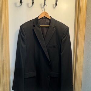 Petrocelli Men's Black Pinstripe Suit Jacket 50L Double-Vented Two-Button